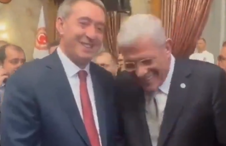 İYİ Parti Lideri Müsavat Dervişoğlu ve DEM Parti Eş Genel Başkanı Tuncer Bakırhan Mecliste Tokalaştı